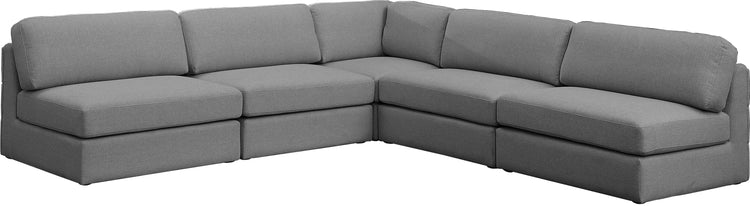 Meridian Furniture - Beckham - Modular Sectional 5 Piece - Gray - Fabric - Modern & Contemporary - 5th Avenue Furniture