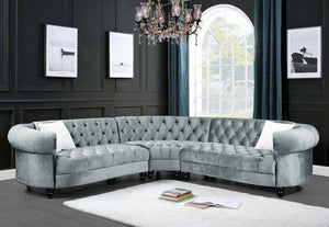 ACME - Qulan - Sectional Sofa - Light Blue Velvet - 5th Avenue Furniture