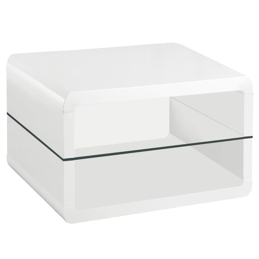 CoasterEssence - Elana - Square 2-Shelf End Table - Glossy White - 5th Avenue Furniture