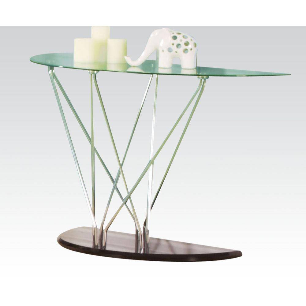 ACME - Ronli - Accent Table - Chrome/Black & Clear Glass - 5th Avenue Furniture