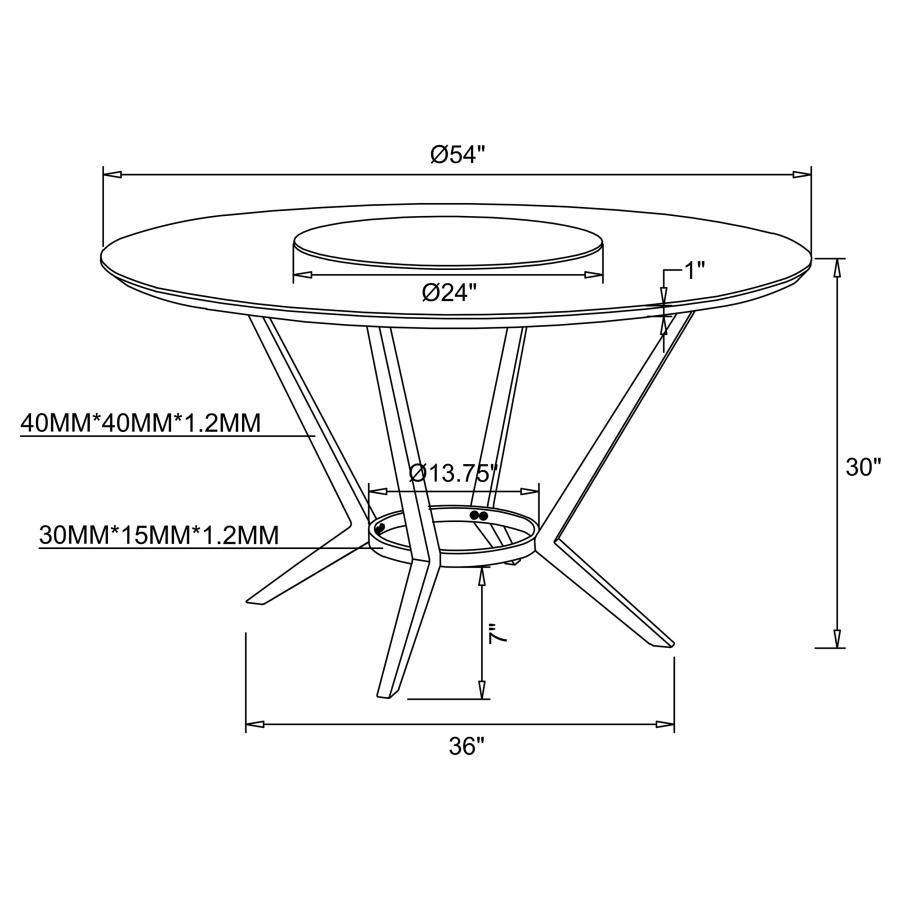 CoasterElevations - Abby - Round Dining Table With Lazy Susan - White And Chrome - 5th Avenue Furniture