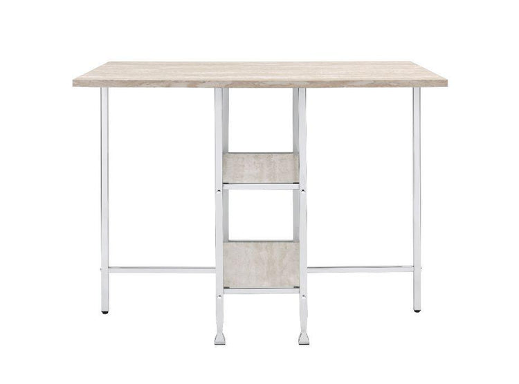 ACME - Raine - Counter Height Table - Antique White & Chrome Finish - 5th Avenue Furniture