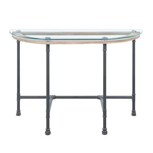 ACME - Brantley - Side Table - Clear Glass & Sandy Gray Finish - 5th Avenue Furniture