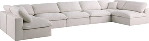 Meridian Furniture - Plush - Velvet Standart Comfort Modular Sectional 7 Piece - Cream - 5th Avenue Furniture