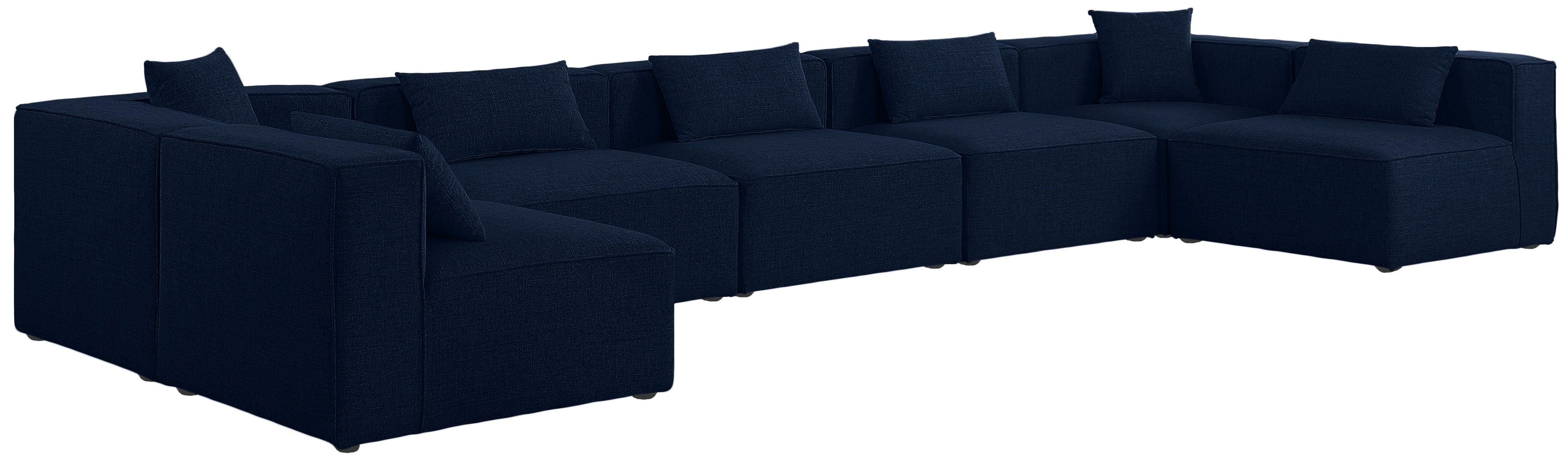 Meridian Furniture - Cube - Modular Sectional 7 Piece - Navy - 5th Avenue Furniture