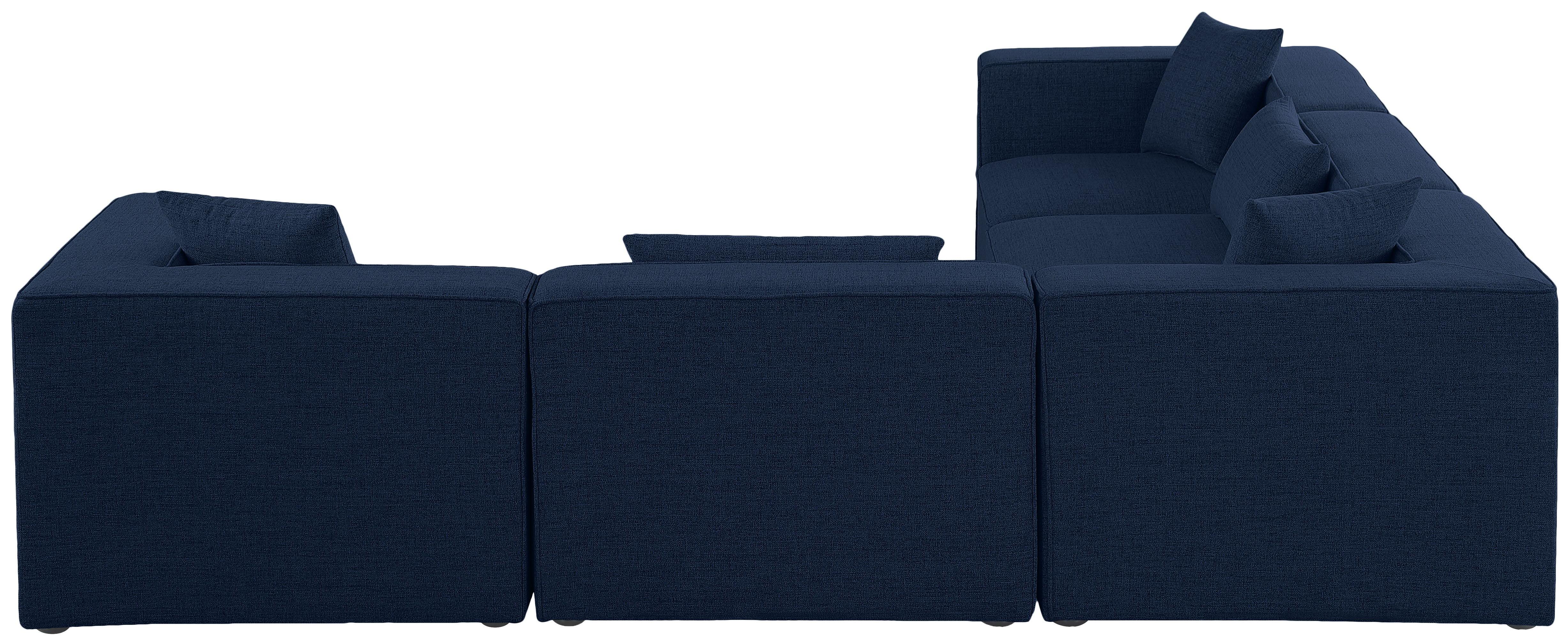 Meridian Furniture - Cube - Modular Sectional 5 Piece - Navy - 5th Avenue Furniture