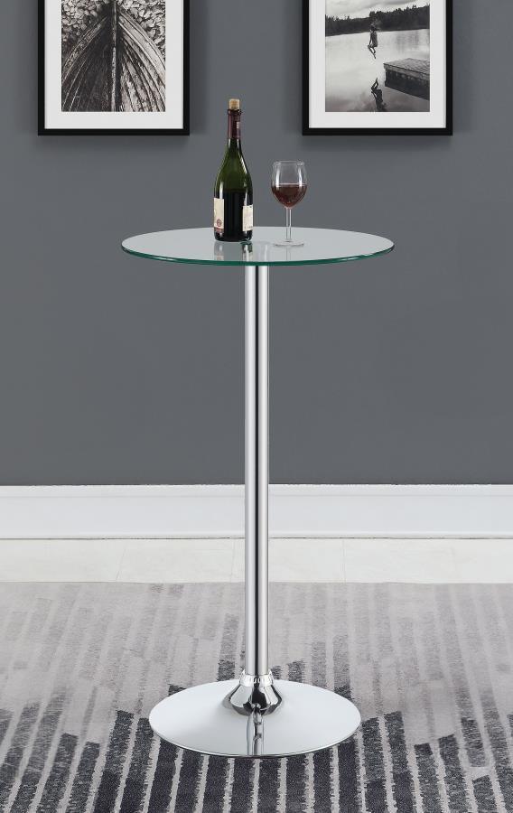 CoasterEveryday - Abiline - Glass Top Round Bar Table - Chrome - 5th Avenue Furniture