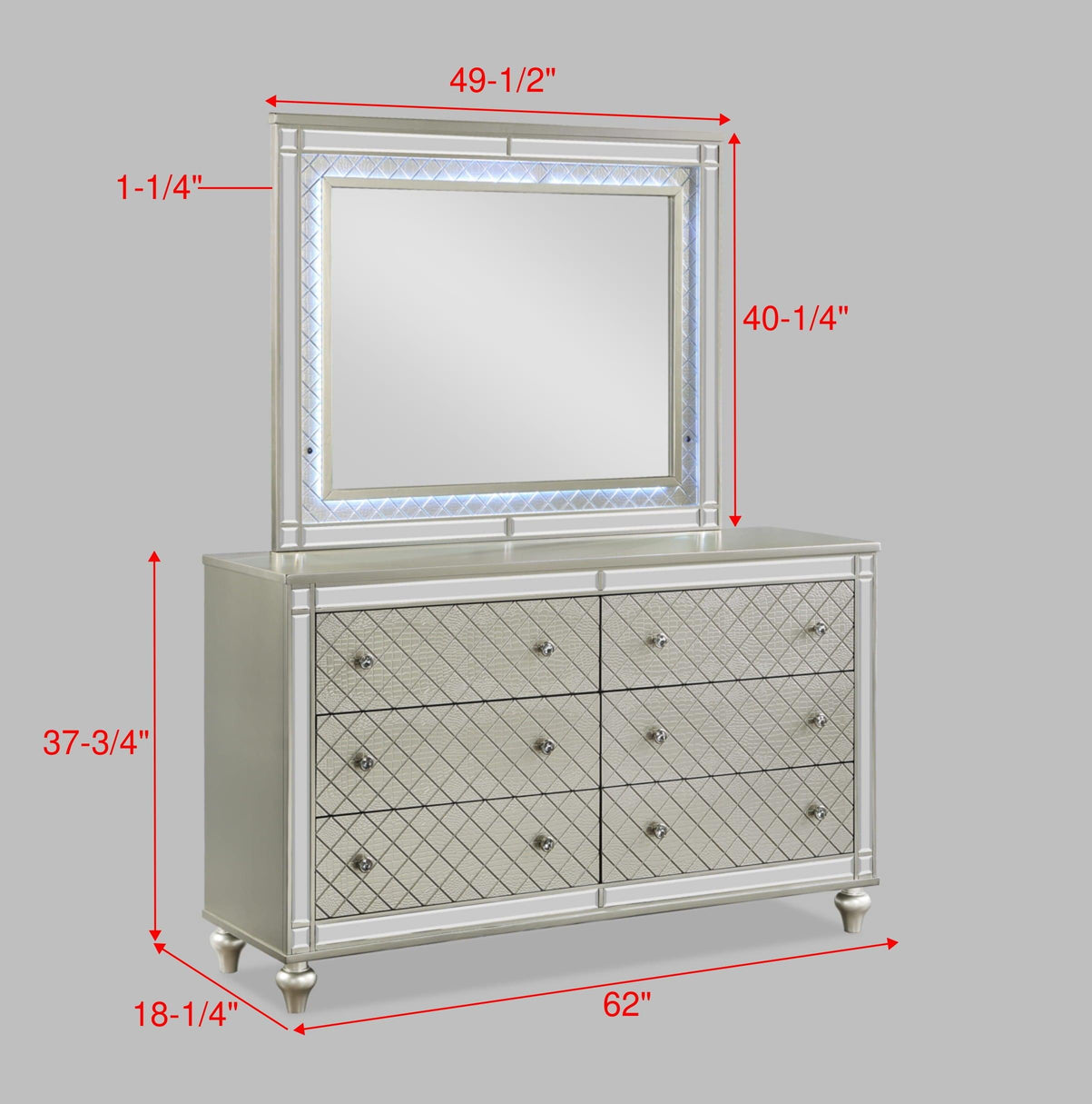 Crown Mark - Cristian - Dresser, Mirror - 5th Avenue Furniture