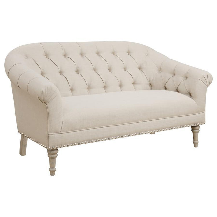 CoasterElevations - Billie - Tufted Back Settee With Roll Arm - Natural - 5th Avenue Furniture