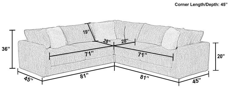 Jackson - Bucktown - 3 Piece Sectional With Extra Thick Cuddler Seat Cushions - Parchment - 5th Avenue Furniture