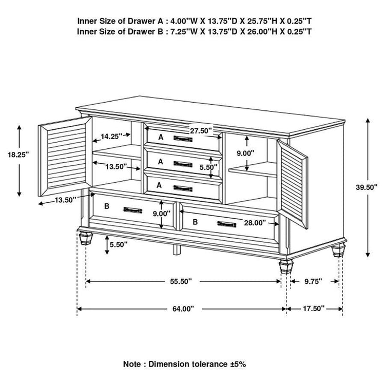 CoasterEssence - Franco - 5-drawer Dresser - 5th Avenue Furniture