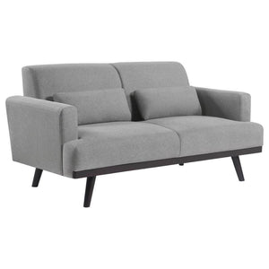 CoasterEssence - Blake - Upholstered Loveseat With Track Arms - Sharkskin And Dark Brown - 5th Avenue Furniture