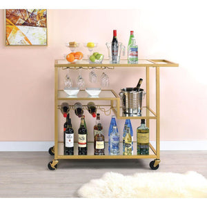 ACME - Adamsen - Serving Cart - Champagne & Mirror - 5th Avenue Furniture