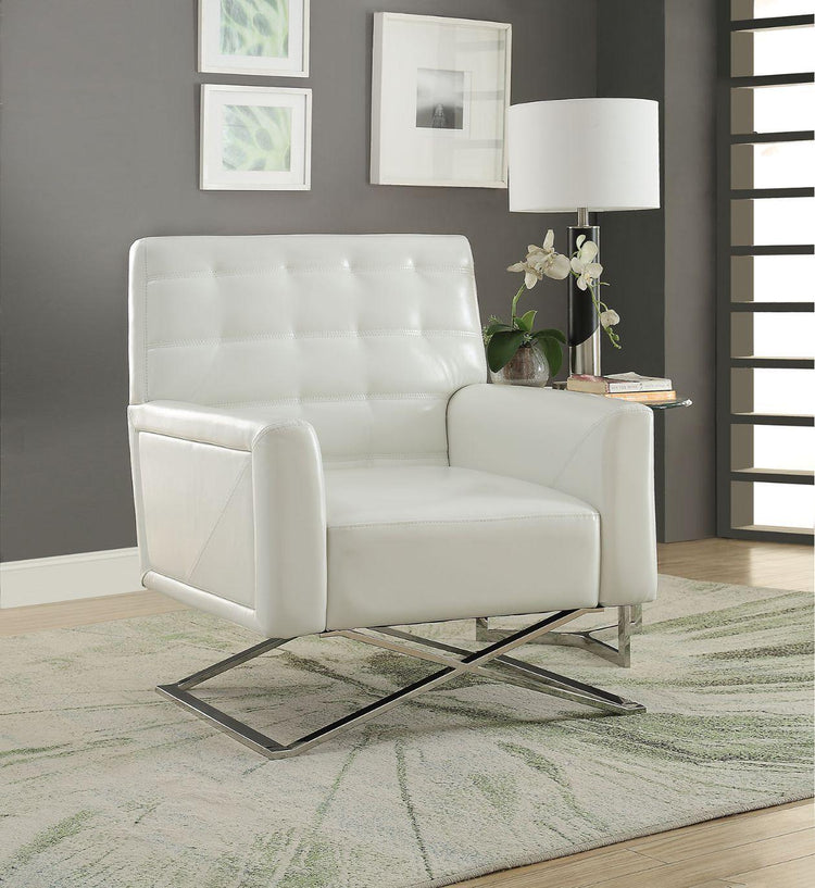 ACME - Rafael - Accent Chair - White PU & Stainless Steel - 39" - 5th Avenue Furniture