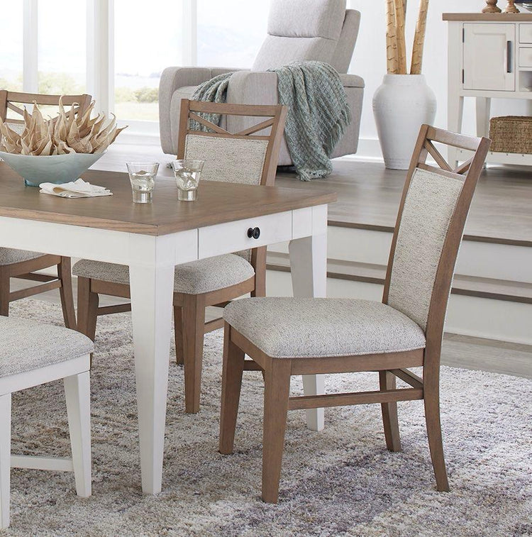 Parker House Furniture - Americana Modern Dining - 48 In. Round Extendable Dining Table And 4 Upholstered Chairs - Light Brown - 5th Avenue Furniture