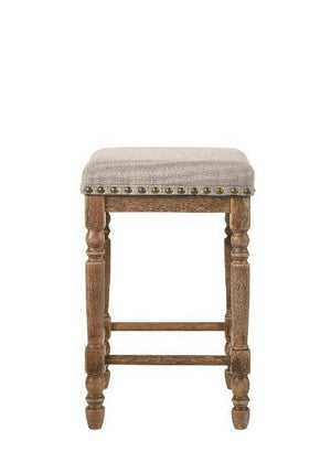 ACME - Farsiris - Stool (Set of 2) - Beige Fabric & Weathered Oak Finish - 5th Avenue Furniture