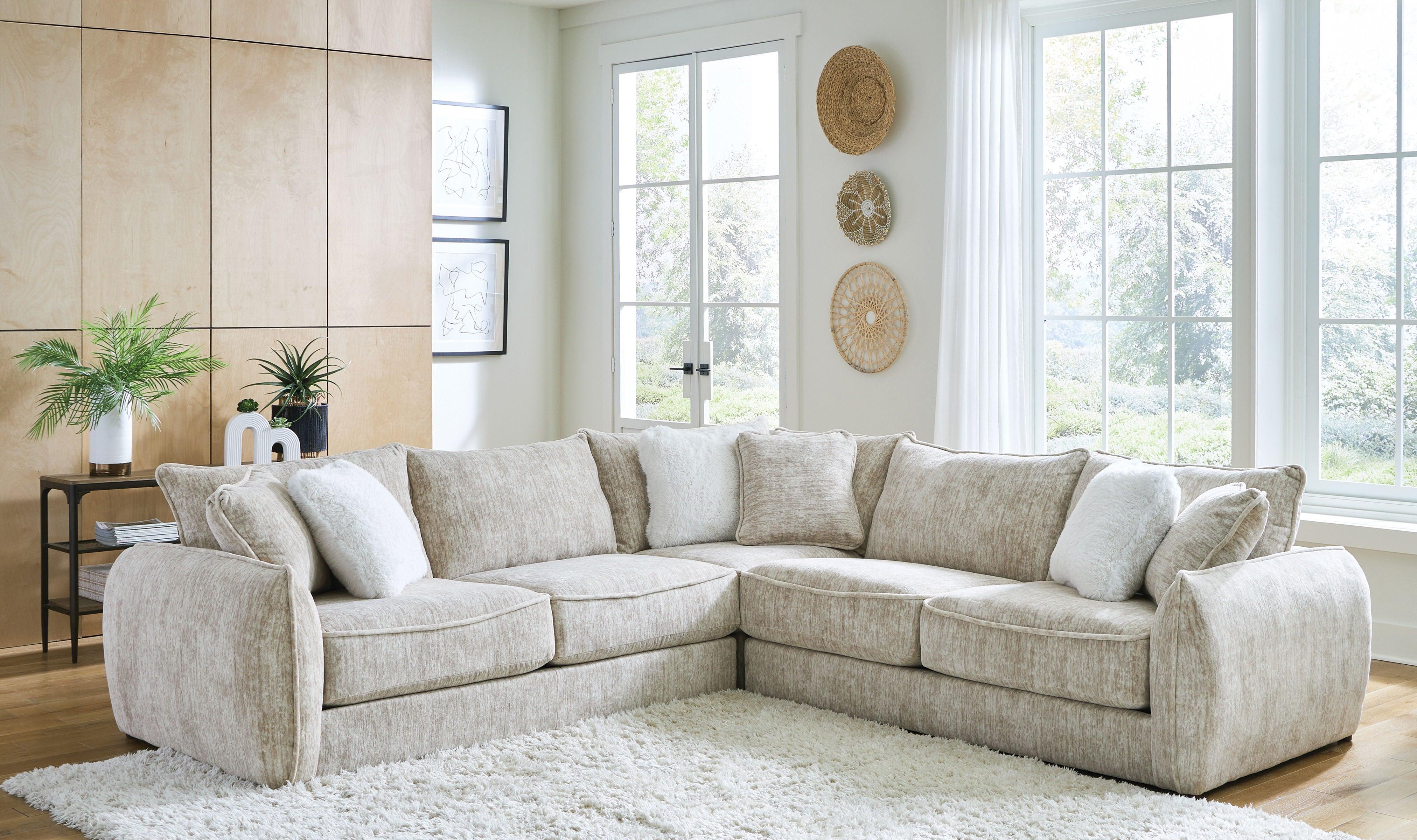 Jackson - Bucktown - 3 Piece Sectional With Extra Thick Cuddler Seat Cushions - Parchment - 5th Avenue Furniture