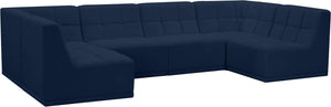 Meridian Furniture - Relax - Modular Sectional 6 Piece - Navy - 5th Avenue Furniture