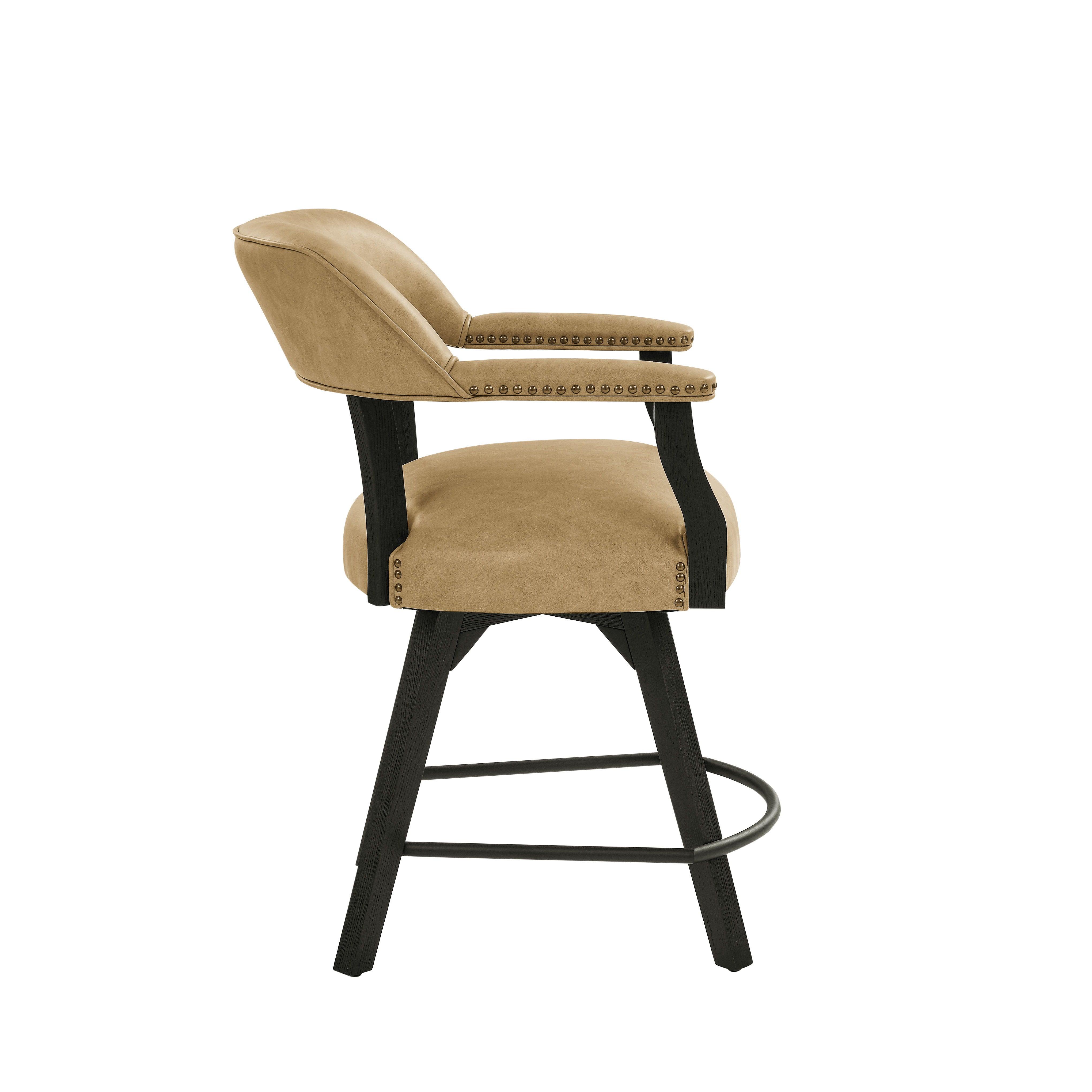 Steve Silver Furniture - Rylie - Counter Captains Chair Vegan Leather - Black / Sand - 5th Avenue Furniture
