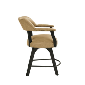 Steve Silver Furniture - Rylie - Counter Captains Chair Vegan Leather - Black / Sand - 5th Avenue Furniture