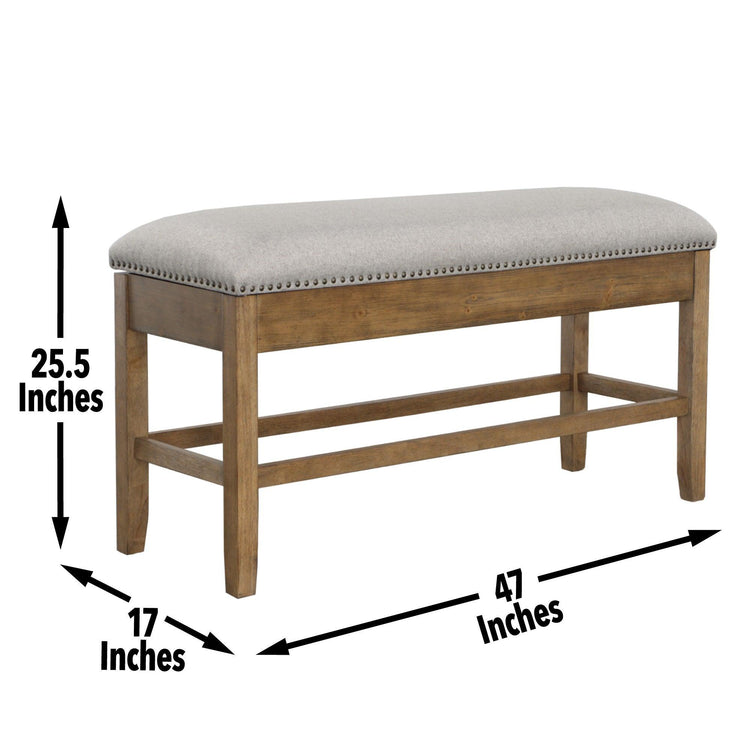 Steve Silver Furniture - Grayson - Counter Storage Bench With Nailhead - Dark Brown - 5th Avenue Furniture