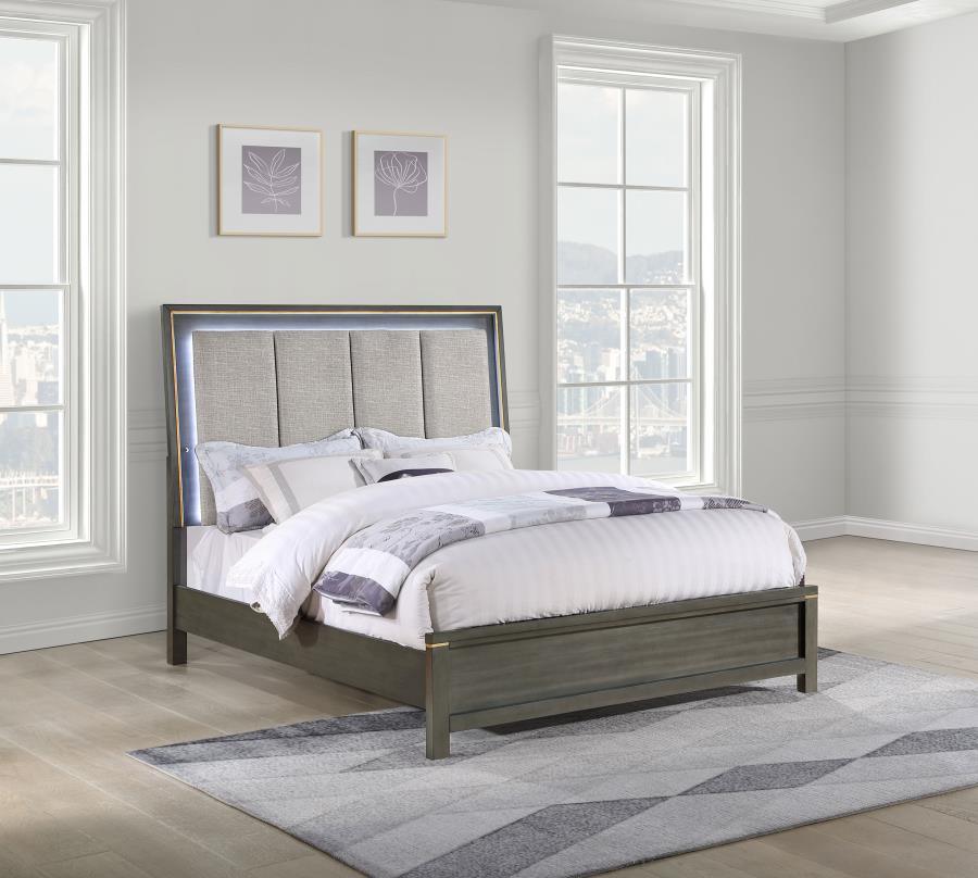 Coaster Fine Furniture - Kieran - Panel Bed With Upholstered LED Headboard - 5th Avenue Furniture
