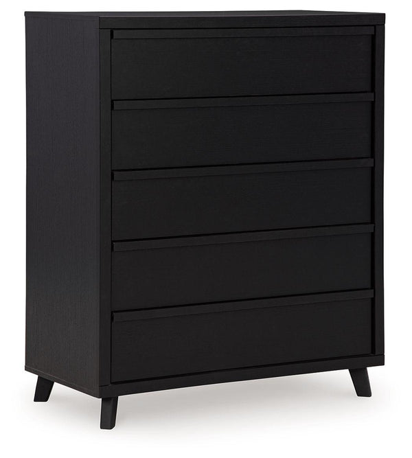 Signature Design by Ashley® - Danziar - Black - Five Drawer Wide Chest - 5th Avenue Furniture