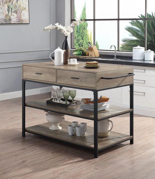 ACME - Macaria - Kitchen Island - Rustic Oak & Black Finish - 36" - 5th Avenue Furniture