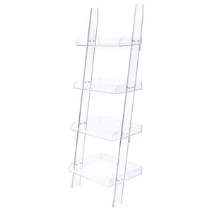 CoasterEssence - Amaturo - 4-Shelf Ladder Bookcase - Clear - 5th Avenue Furniture