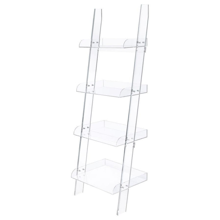 CoasterEssence - Amaturo - 4-Shelf Ladder Bookcase - Clear - 5th Avenue Furniture