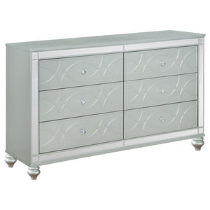 CoasterEssence - Gunnison - 6-Drawer Dresser - Silver Metallic - 5th Avenue Furniture