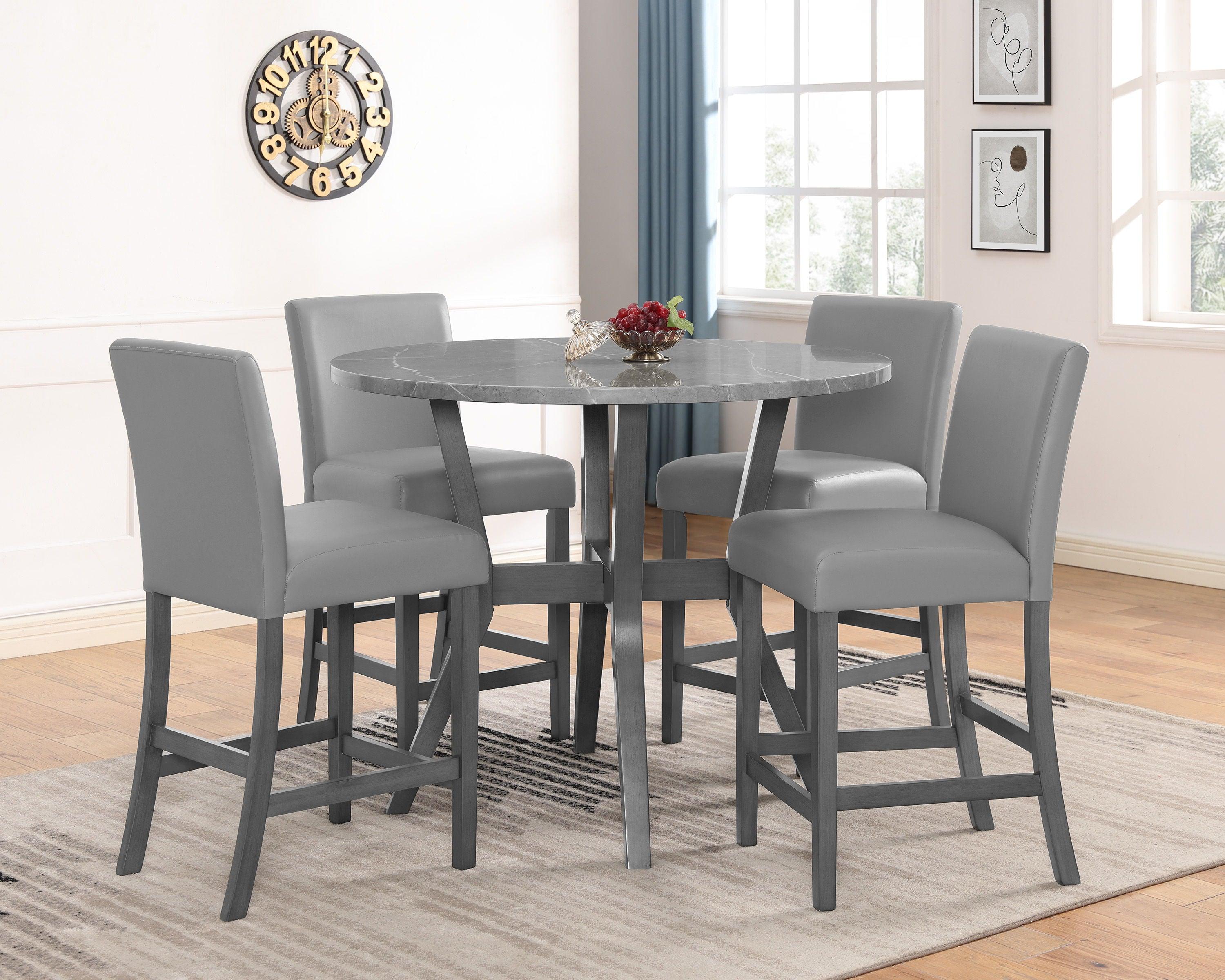 Crown Mark - Judson - 5 Piece Counter Height Table Set - Grey - 5th Avenue Furniture
