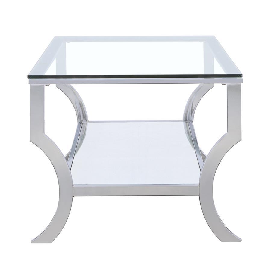CoasterEssence - Saide - Rectangular Coffee Table With Mirrored Shelf - Chrome - 5th Avenue Furniture