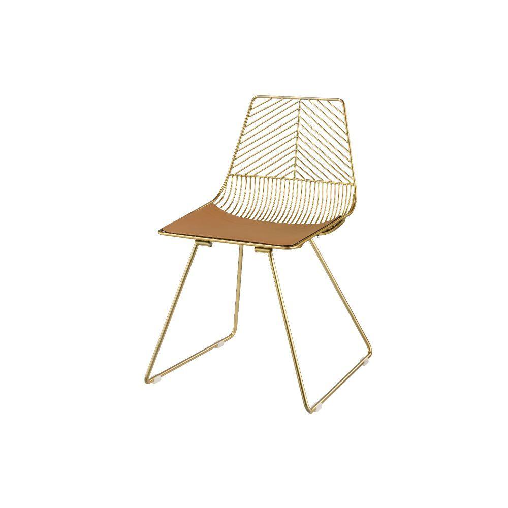 ACME - Faina - Side Chair (Set of 2) - Whiskey PU & Gold - 5th Avenue Furniture