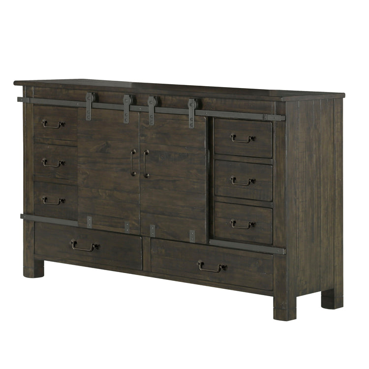 dresser with doors Magnussen B3804-24 Abington Sliding Door Dresser, Weathered Charcoal