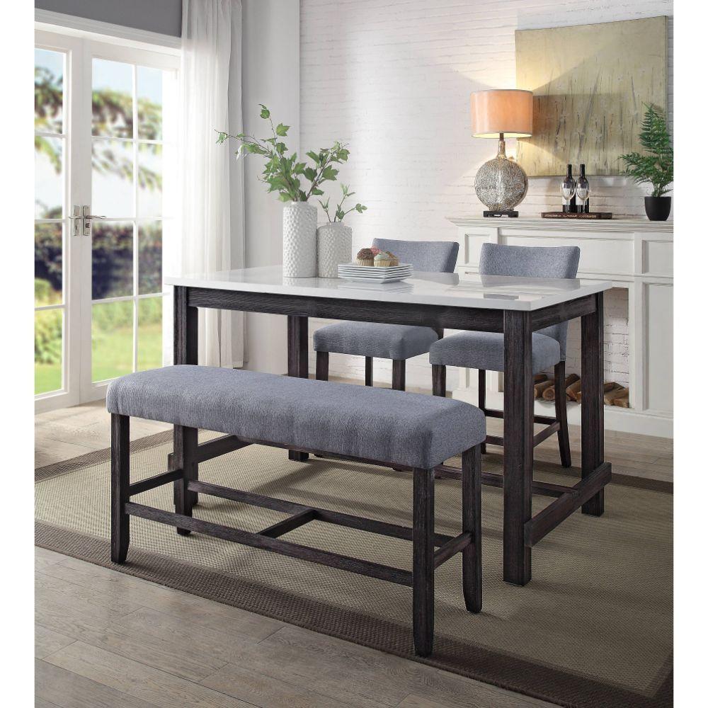 ACME - Yelena - Counter Height Bench - Fabric & Weathered Espresso - 5th Avenue Furniture