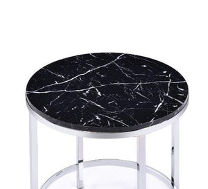 ACME - Virlana - End Table - Faux Black Marble & Chrome Finish - 5th Avenue Furniture