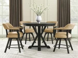 Steve Silver Furniture - Rylie - 6 Piece Counter Dining Set (Counter Table With Game Top & 4 Counter Chairs) - Black / Sand - 5th Avenue Furniture