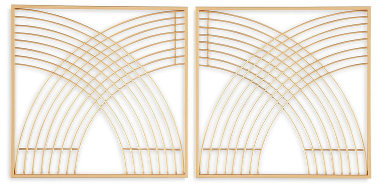 Signature Design by Ashley® - Dalkins - Gold Finish - Wall Decor Set (Set of 2) - 5th Avenue Furniture