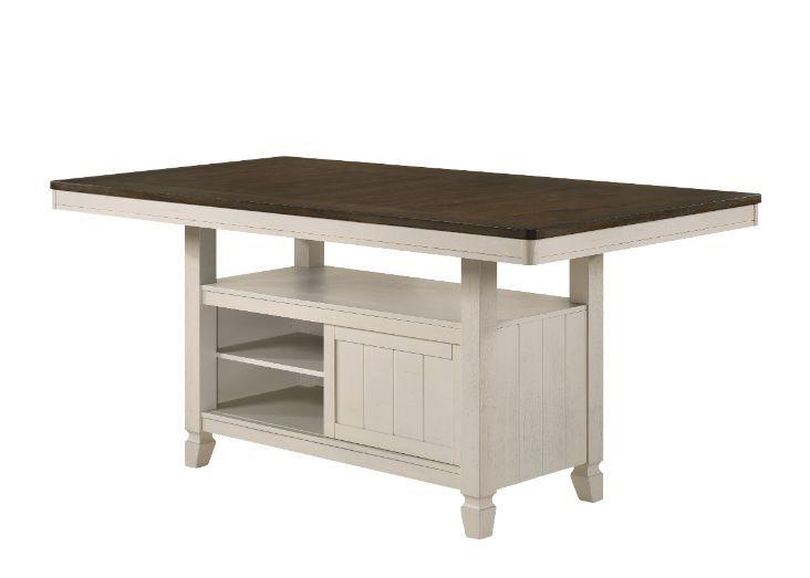 ACME - Tasnim - Counter Height Table - Oak & Antique White Finish - 5th Avenue Furniture