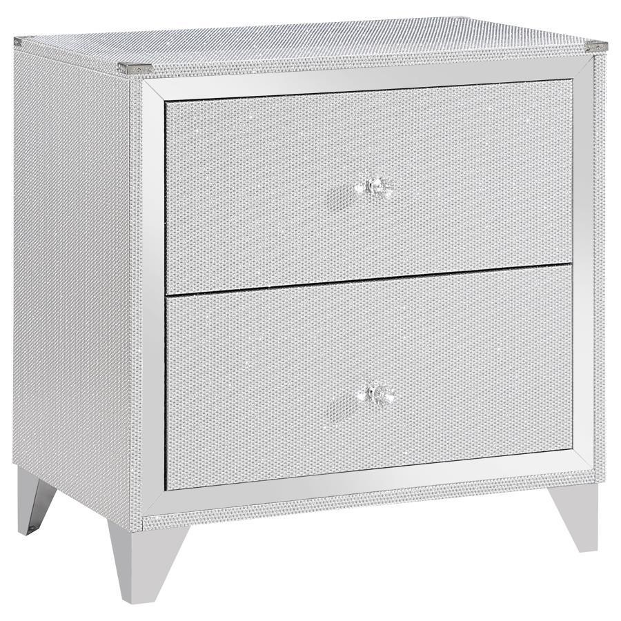 Coaster Fine Furniture - Larue - 2-Drawer Nightstand With USB Port - Silver - 5th Avenue Furniture