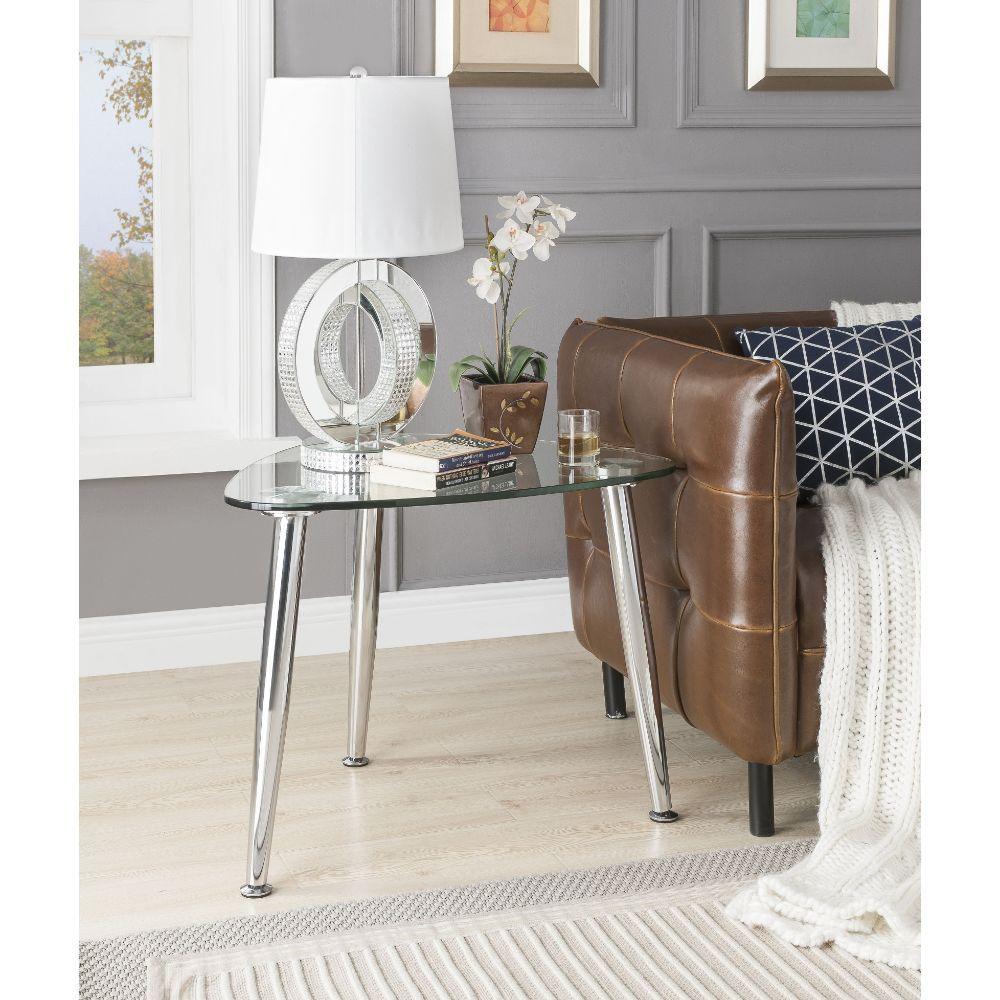 ACME - Phlox - End Table - Chrome & Clear Glass - 5th Avenue Furniture