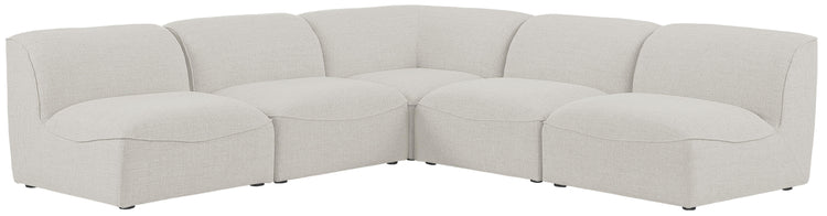 Meridian Furniture - Miramar - Modular Sectional 5 Piece - Cream - Fabric - Modern & Contemporary - 5th Avenue Furniture