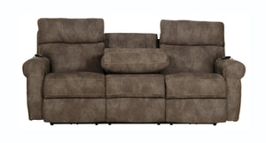 Catnapper - Tranquility - Power Headrest Power Lay Flat Reclining Sofa With DDT / CR3 Heat / Massage / Lumbar - Pewter - Faux Leather - 5th Avenue Furniture