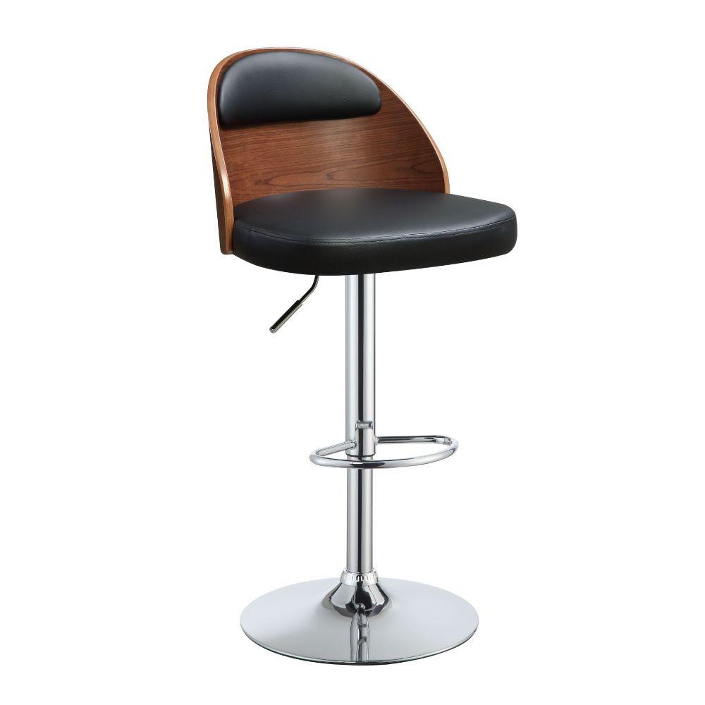 ACME - Camila - Stool - Black PU & Walnut - 5th Avenue Furniture