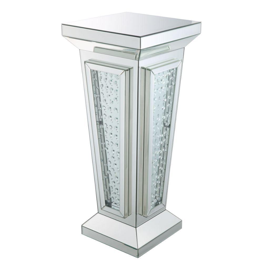 ACME - Nysa - Pedestal Stand - Mirrored & Faux Crystals - 36" - 5th Avenue Furniture