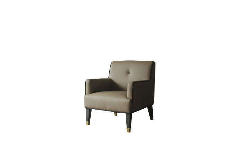 ACME - House - Beatrice Accent Chair - Tan PU & Charcoal Finish - 5th Avenue Furniture