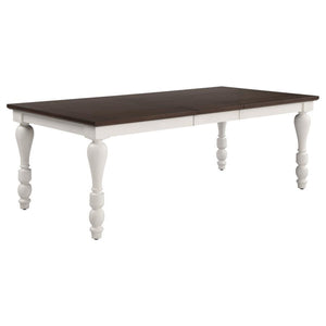 CoasterEssence - Madelyn - Dining Table With Extension Leaf - Dark Cocoa And Coastal White - 5th Avenue Furniture