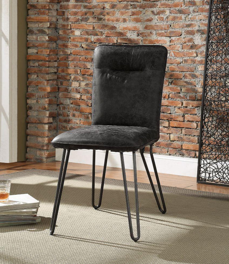 ACME - Orchards - Side Chair (Set of 2) - Antique Ebony Top Grain Leather & Antique Black - 5th Avenue Furniture