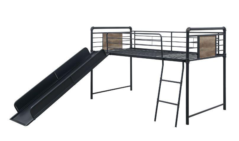 ACME - Cordelia - Twin Loft Bed - Antique Oak, Sandy Black & Dark Bronze Hand-Brushed Finish - 49" - 5th Avenue Furniture